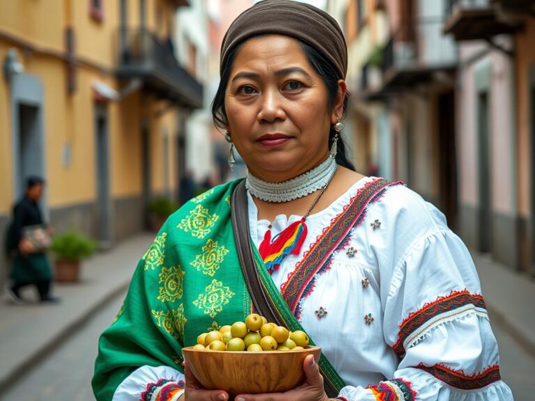 traje-tipico-bolivia-cholita Mujer boliviana vestida con el traje tradicional de cholita paceña en La Paz, Bolivia