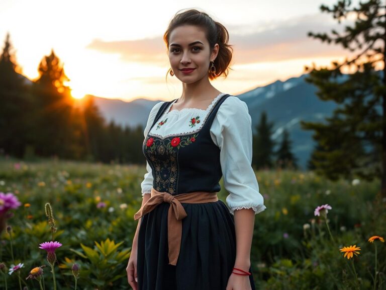 traje-tipico-suizo-berna Joven suiza con traje tradicional del cantón de Berna en un prado alpino