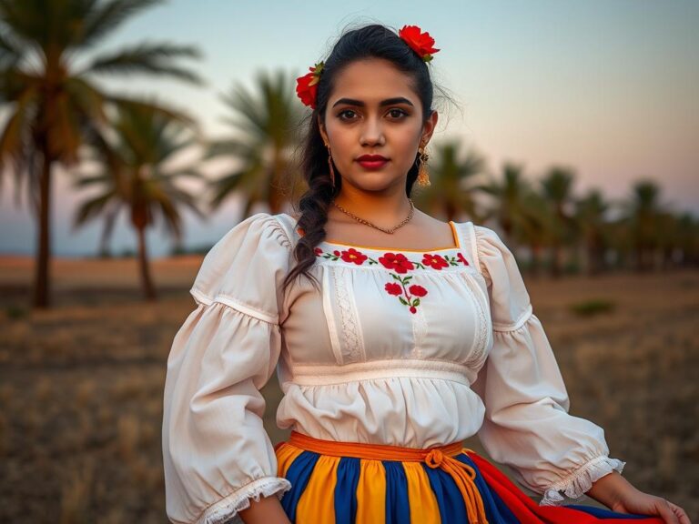traje-tipico-venezolano-joropo Mujer venezolana vestida con el traje típico del joropo en el llano