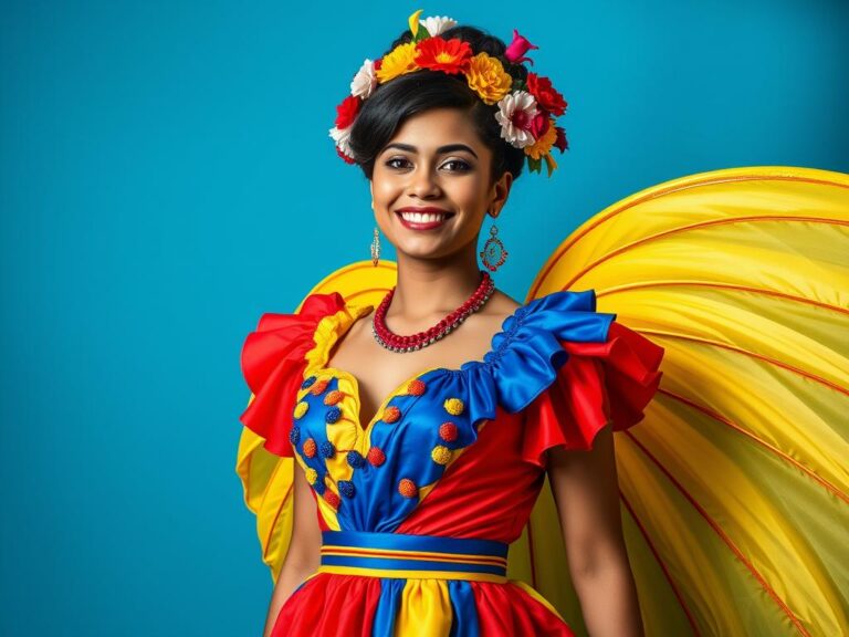 traje-tipico-venezuela-carnaval Joven venezolana con traje típico del Carnaval de El Callao
