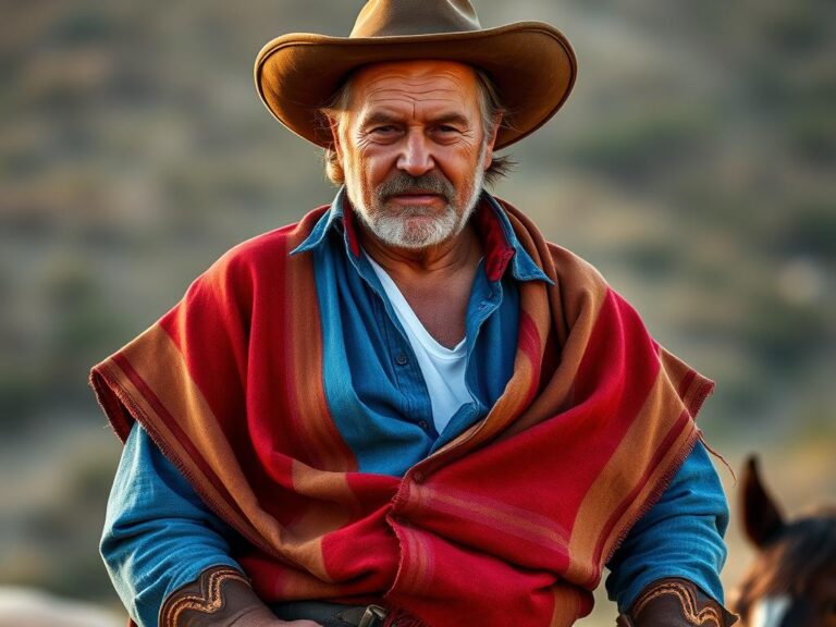 traje-tipico-vaquero-americano Vaquero con traje típico del oeste americano posando en el desierto al atardecer